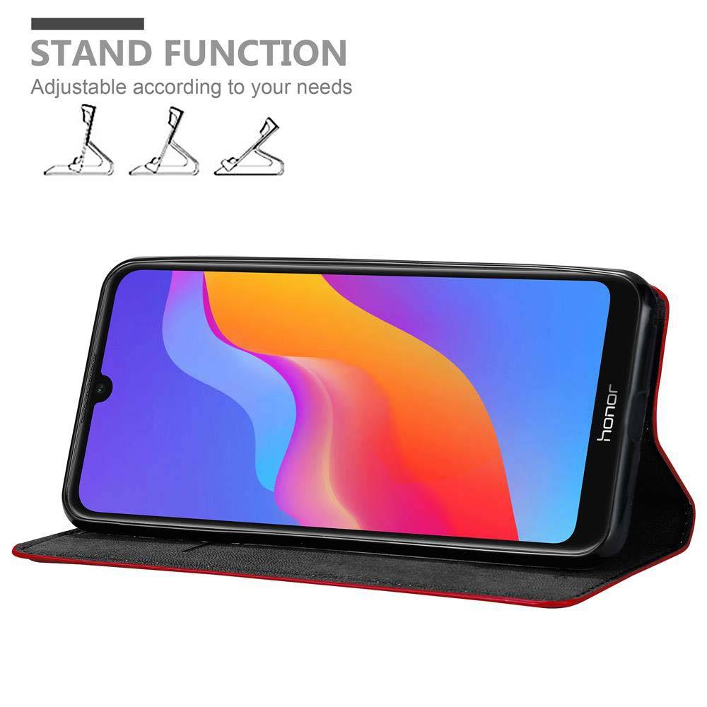 Cadorabo Hülle für Honor 8A Schutz Hülle in Rot Handyhülle Etui Case Cover Magnetverschluss