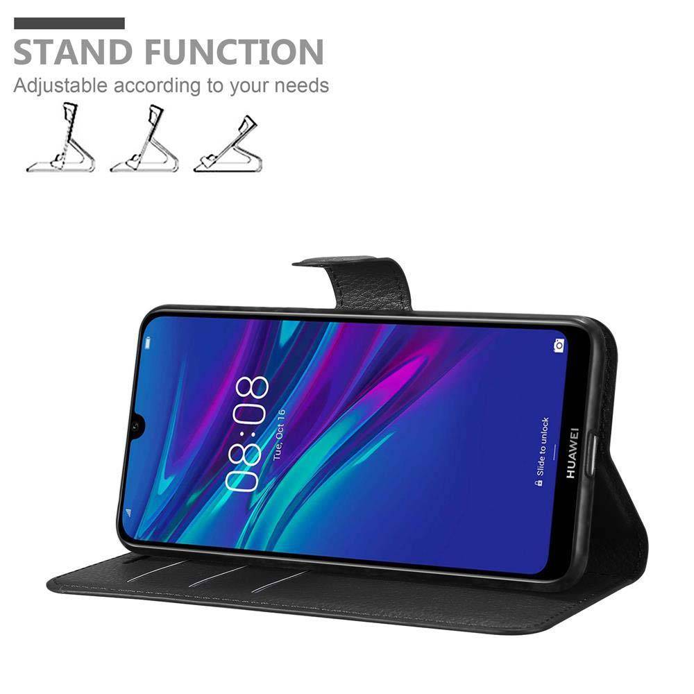 Cadorabo Hülle für Huawei Y6 2019 Schutz Hülle in Schwarz Handyhülle Etui Case Cover Magnetverschluss