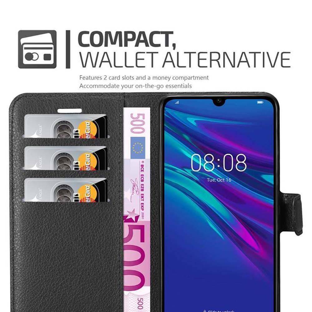 Cadorabo Hülle für Huawei Y6 2019 Schutz Hülle in Schwarz Handyhülle Etui Case Cover Magnetverschluss