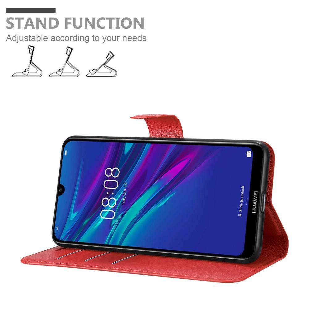 Cadorabo Hülle für Huawei Y6 2019 Schutz Hülle in Rot Handyhülle Etui Case Cover Magnetverschluss