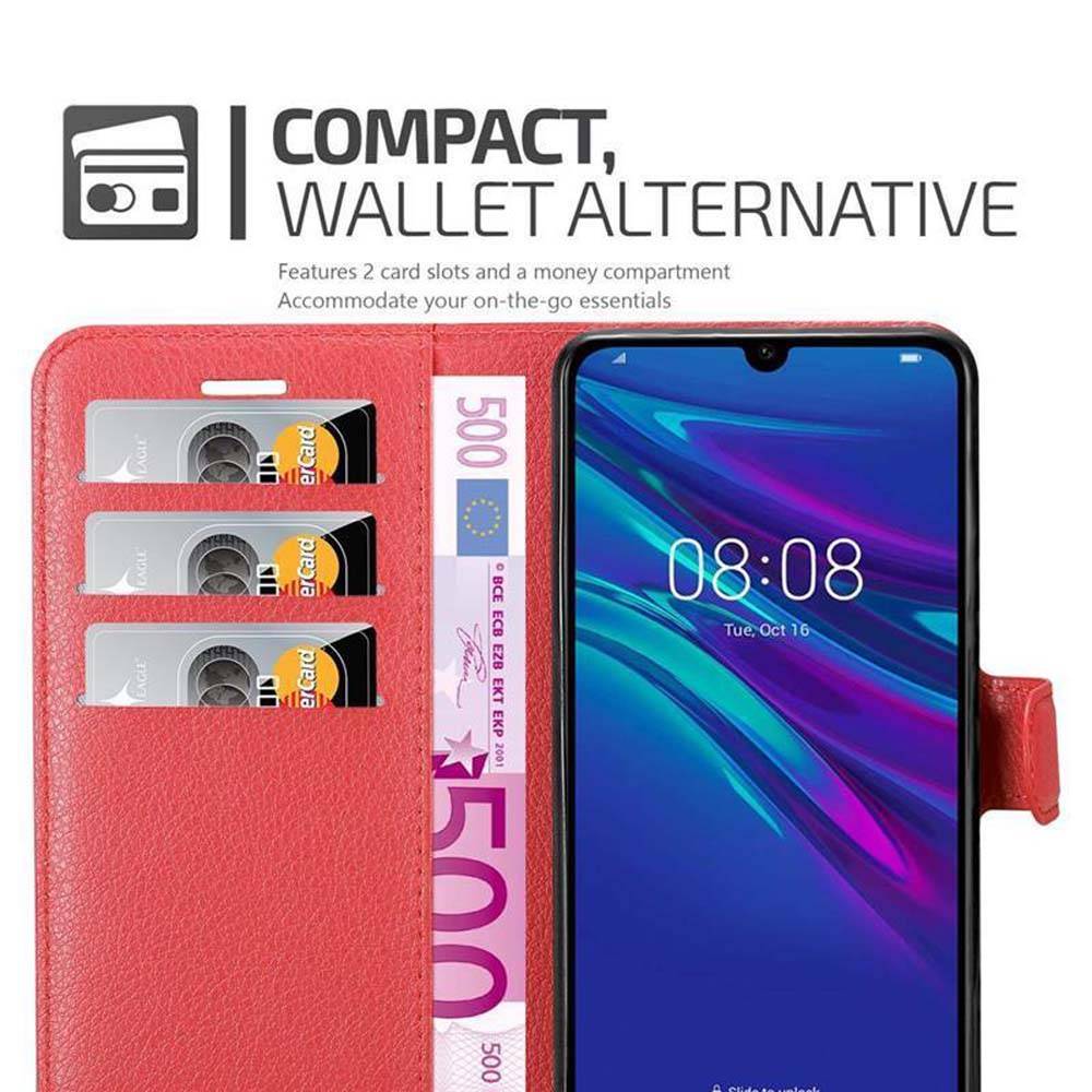 Cadorabo Hülle für Huawei Y6 2019 Schutz Hülle in Rot Handyhülle Etui Case Cover Magnetverschluss