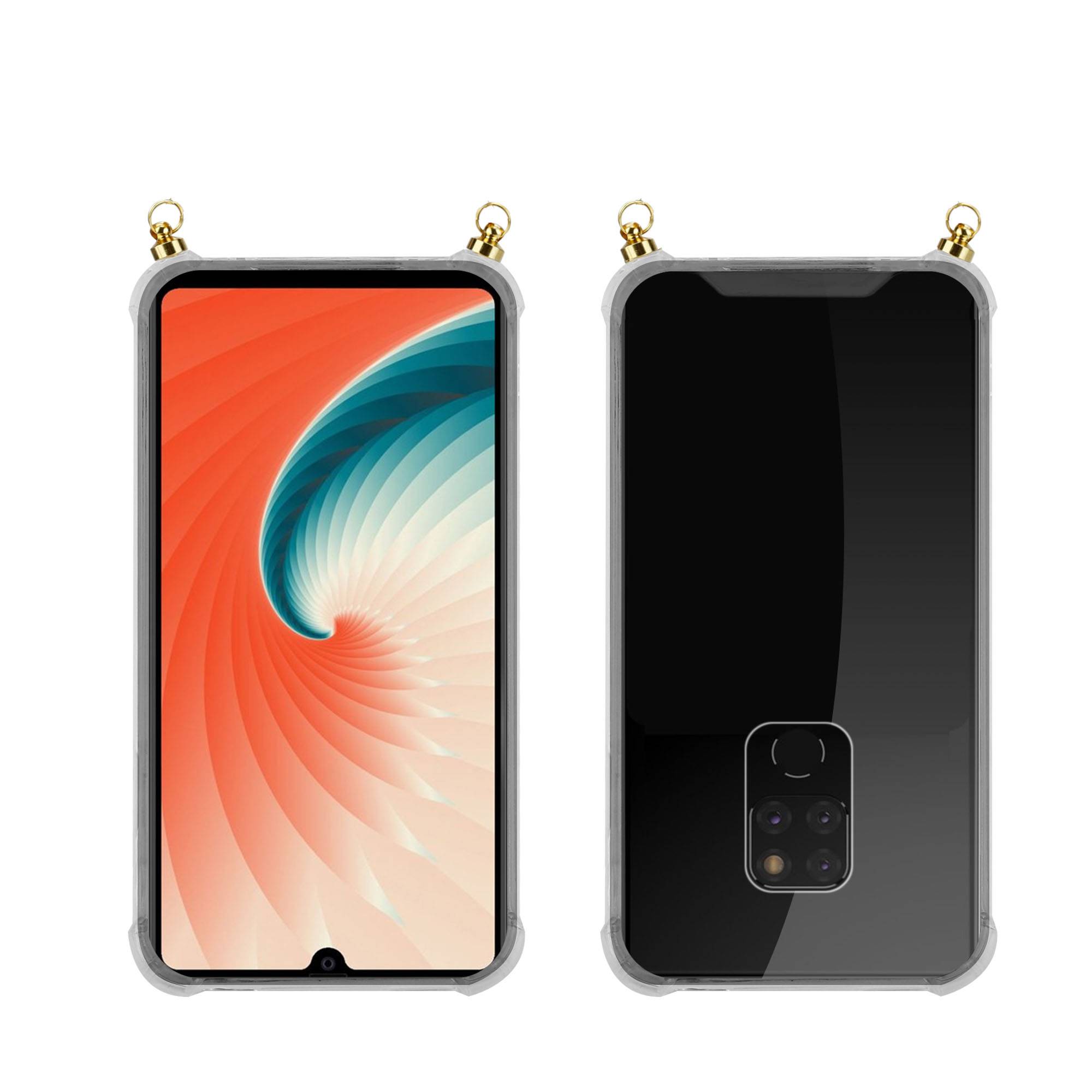 Silikon Hülle Handykette für Huawei MATE 20 mit goldenen Ringen in DURCHSICHTIG