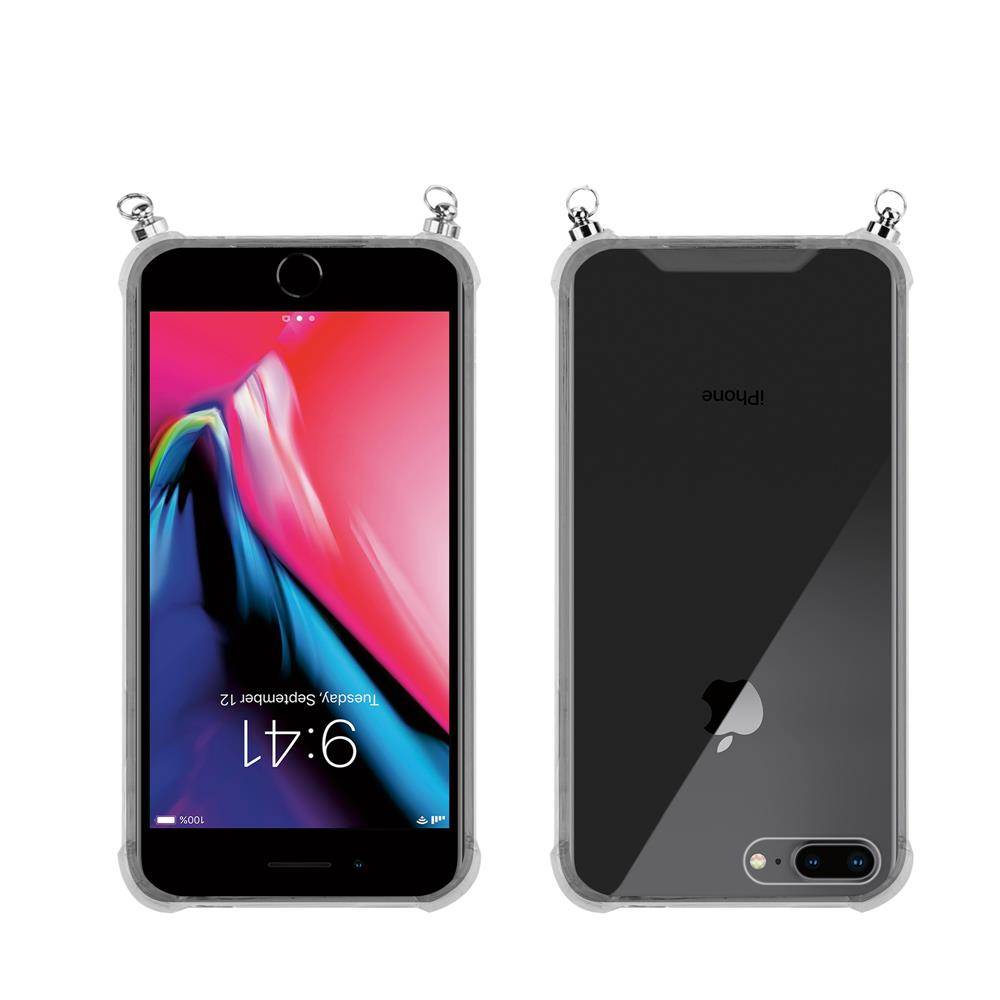 Silikon Hülle Handykette für Apple iPhone 7 PLUS / 7S PLUS / 8 PLUS mit goldenen Ringen in DURCHSICHTIG