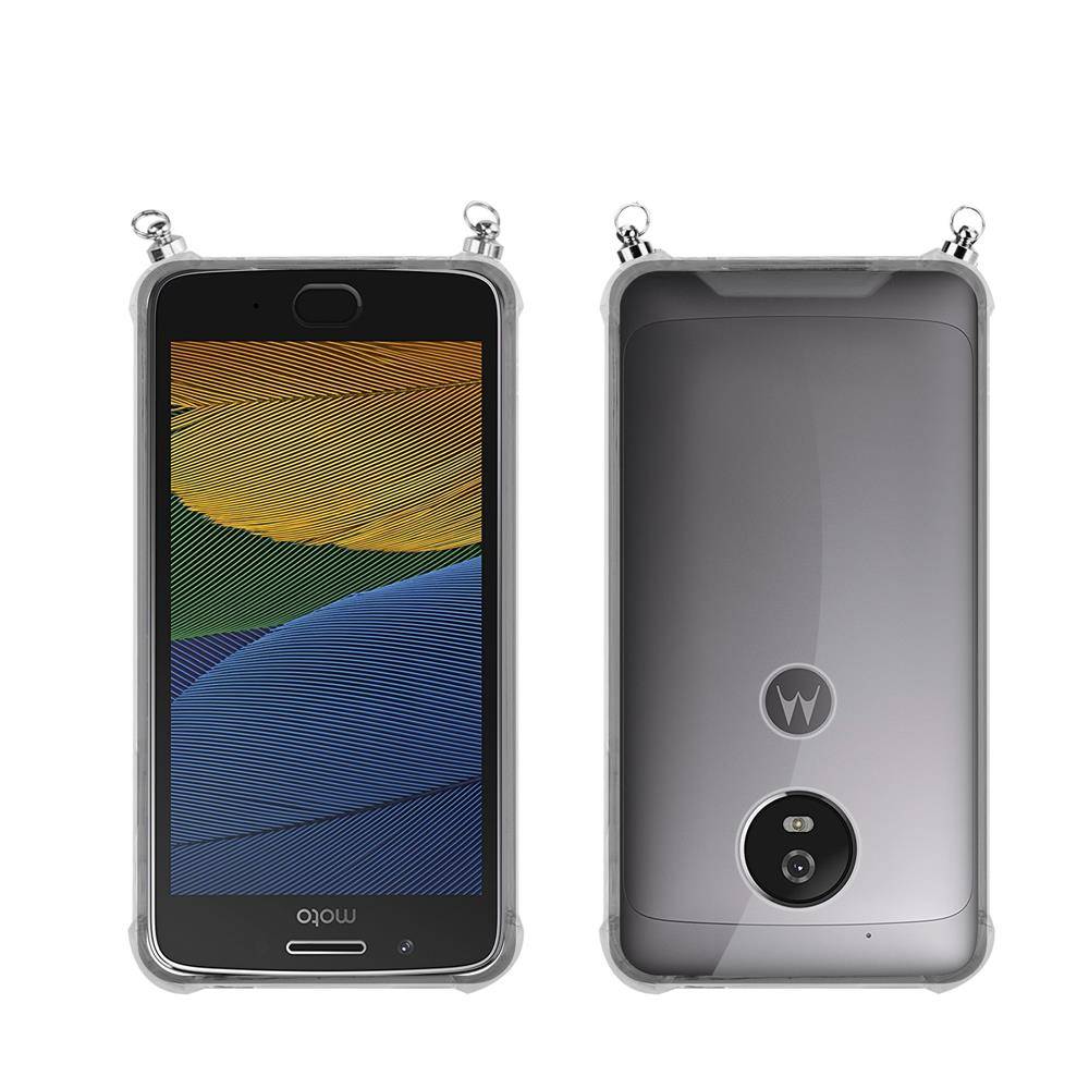 Silikon Hülle Handykette für Motorola MOTO G5 mit goldenen Ringen in DURCHSICHTIG