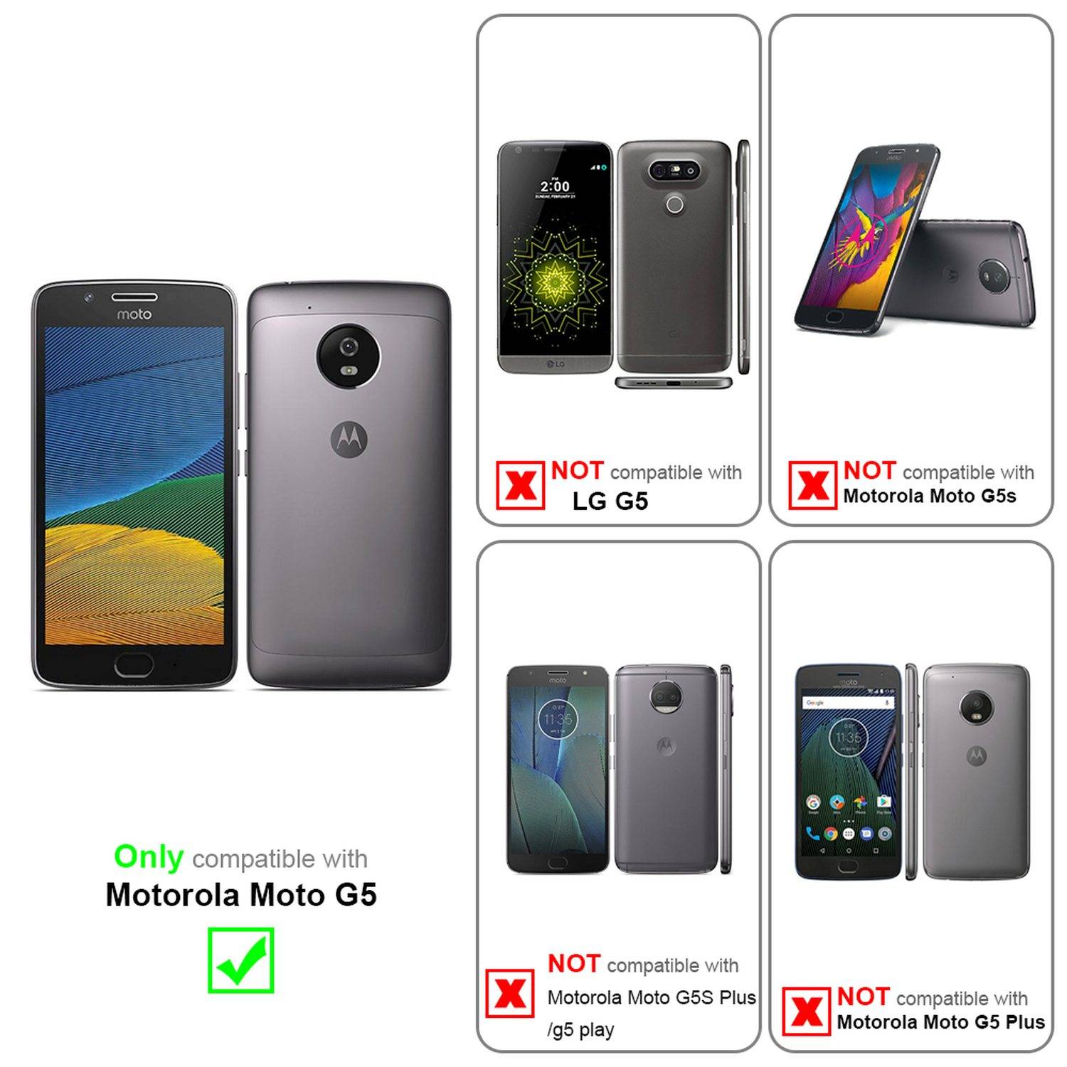 Silikon Hülle Handykette für Motorola MOTO G5 mit goldenen Ringen in DURCHSICHTIG