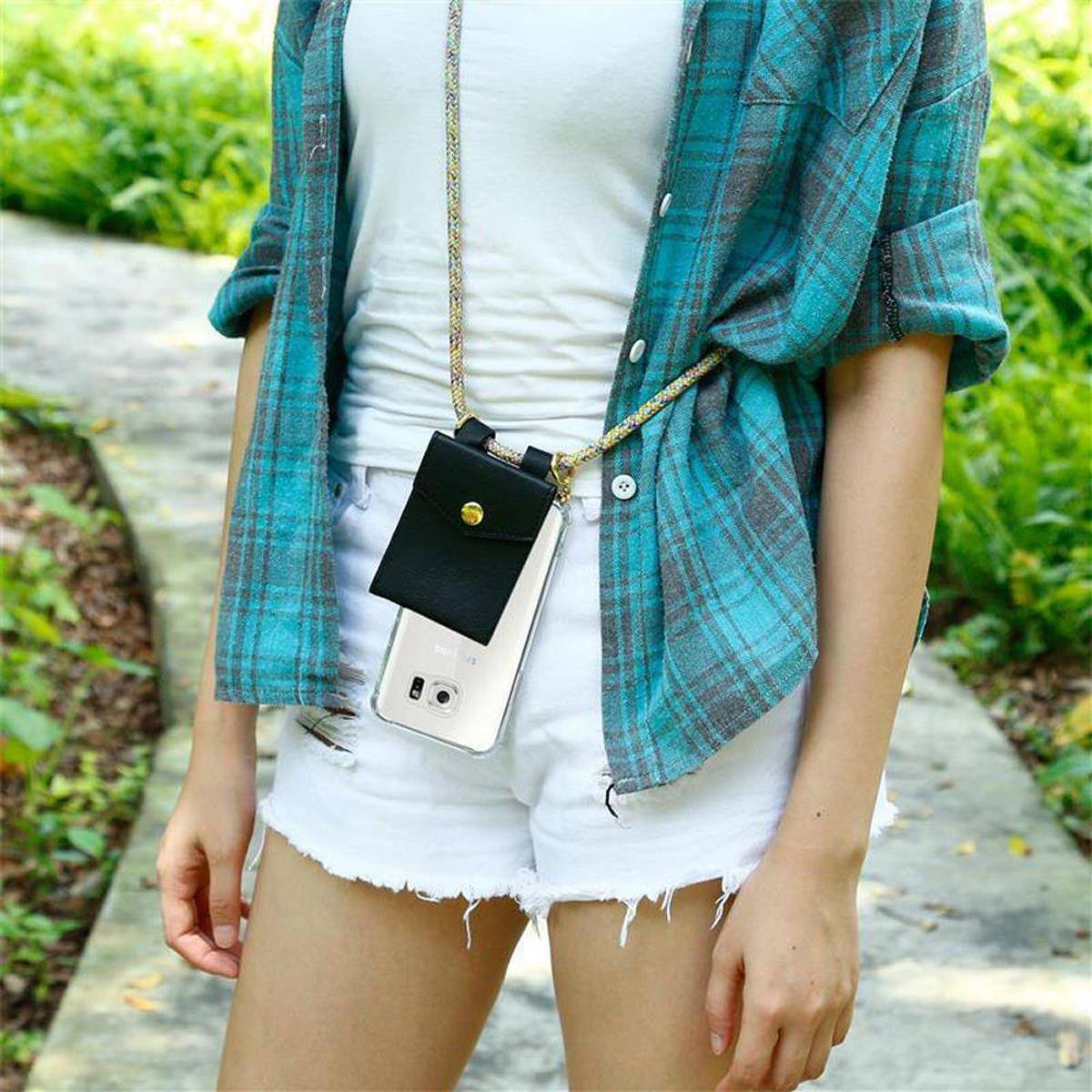 Cadorabo Hülle für Samsung Galaxy S6 Schutzhülle in Gelb Handy Kette Silikon Kordel abnehmbares Etui