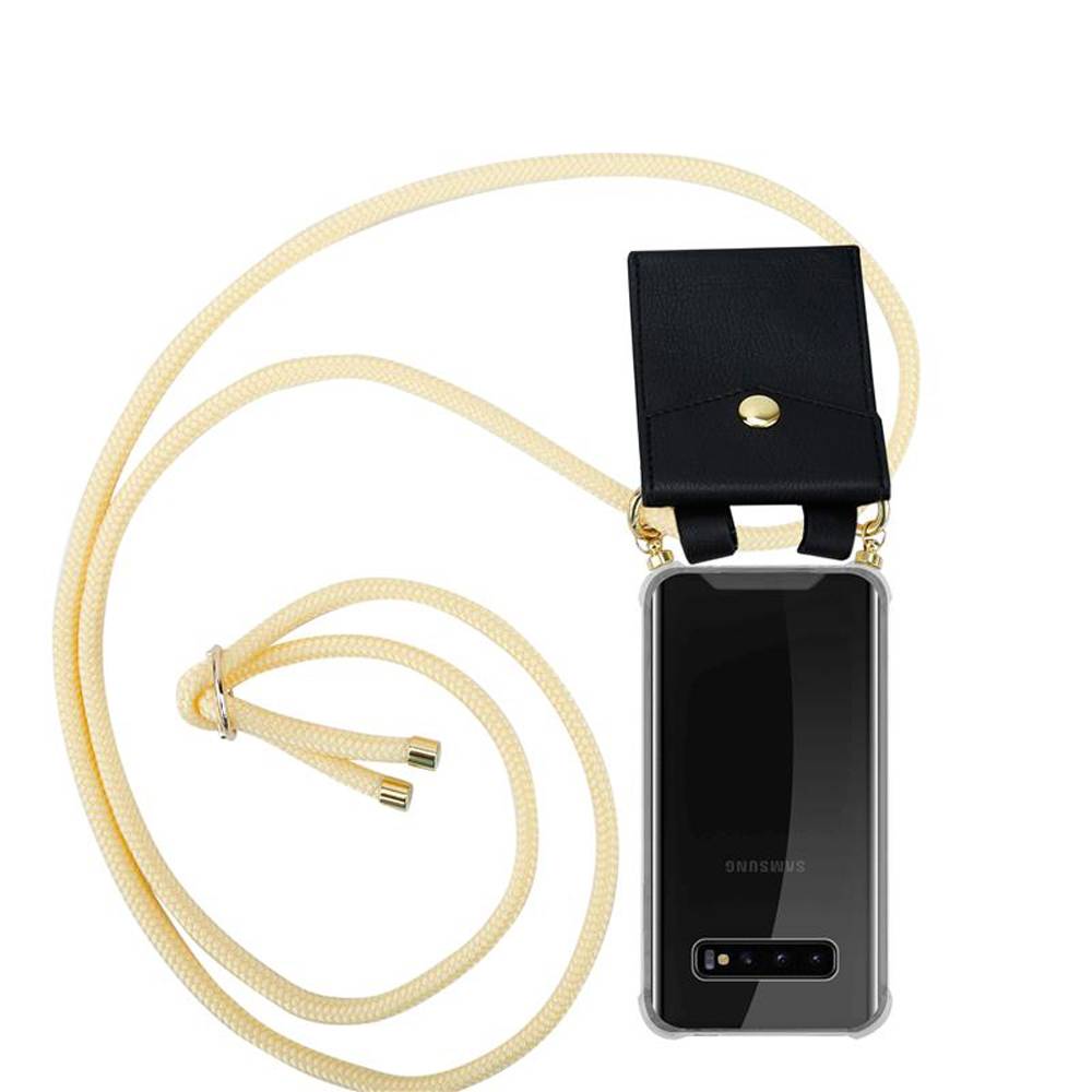 Cadorabo Hülle für Samsung Galaxy S10 4G Schutzhülle in Gelb Handy Kette Silikon Kordel abnehmbares Etui