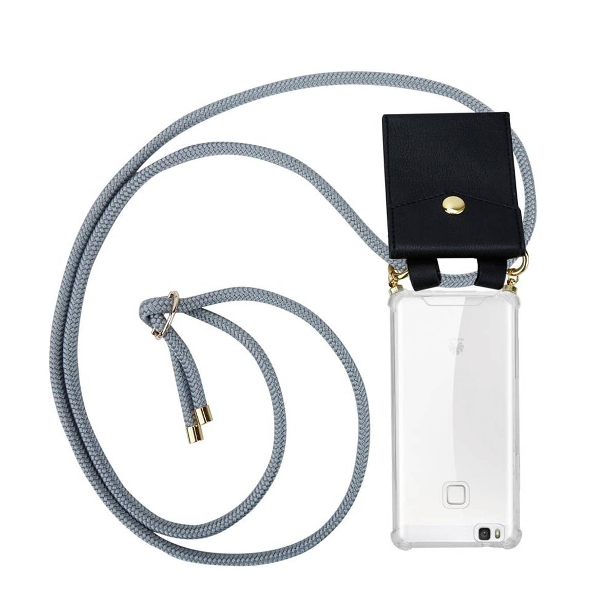 Cadorabo Hülle für Huawei P9 LITE 2016 / G9 LITE Schutzhülle in Grau Handy Kette Silikon Kordel abnehmbares Etui