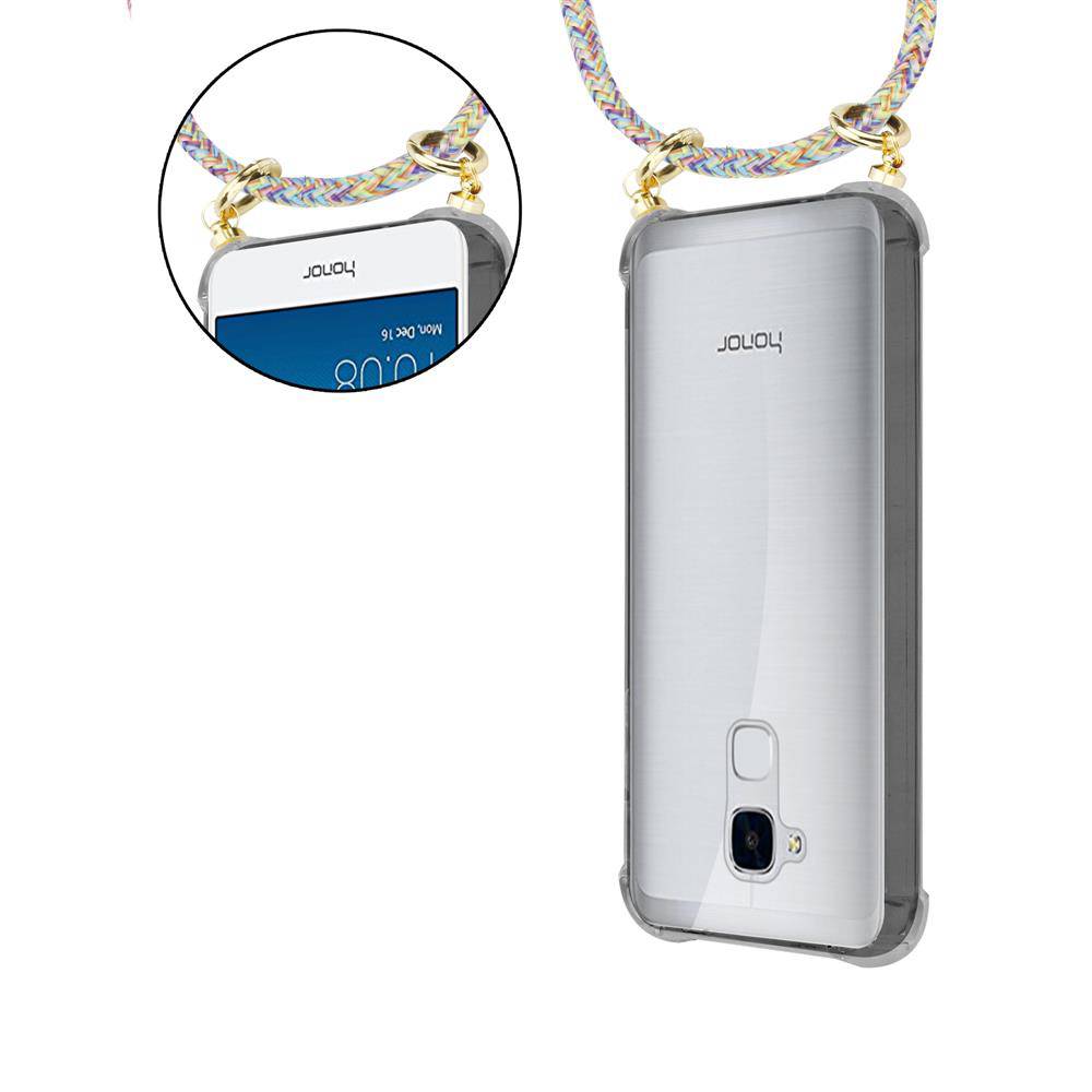 Cadorabo Hülle für Honor 5C Schutzhülle in Gelb Handy Kette Silikon Kordel abnehmbares Etui