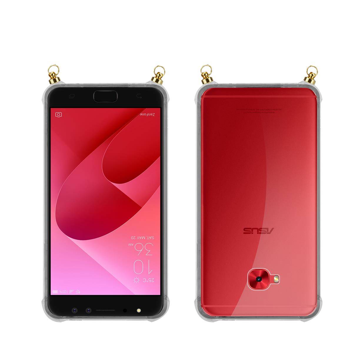 Silikon Hülle Handykette für Asus ZenFone 4 Selfie PRO mit goldenen Ringen in DURCHSICHTIG