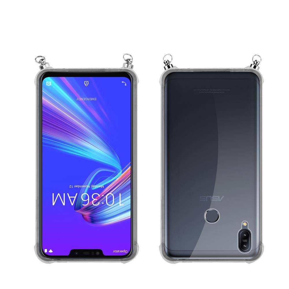 Silikon Hülle Handykette für Asus ZenFone MAX M2 mit goldenen Ringen in DURCHSICHTIG