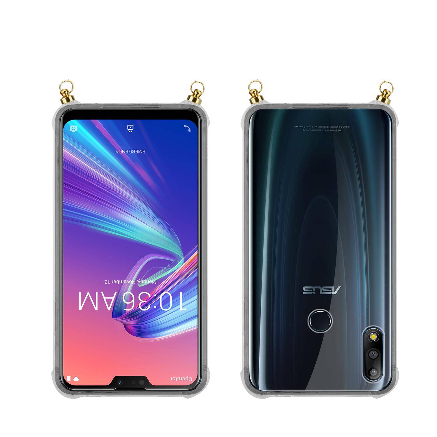 Silikon Hülle Handykette für Asus ZenFone MAX PRO M2 (6.3 Zoll) mit goldenen Ringen in DURCHSICHTIG