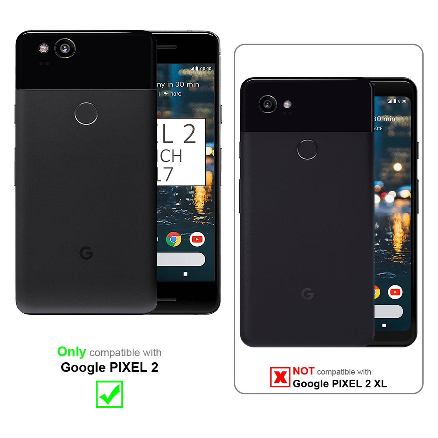 Silikon Hülle Handykette für Google PIXEL 2 mit goldenen Ringen in DURCHSICHTIG
