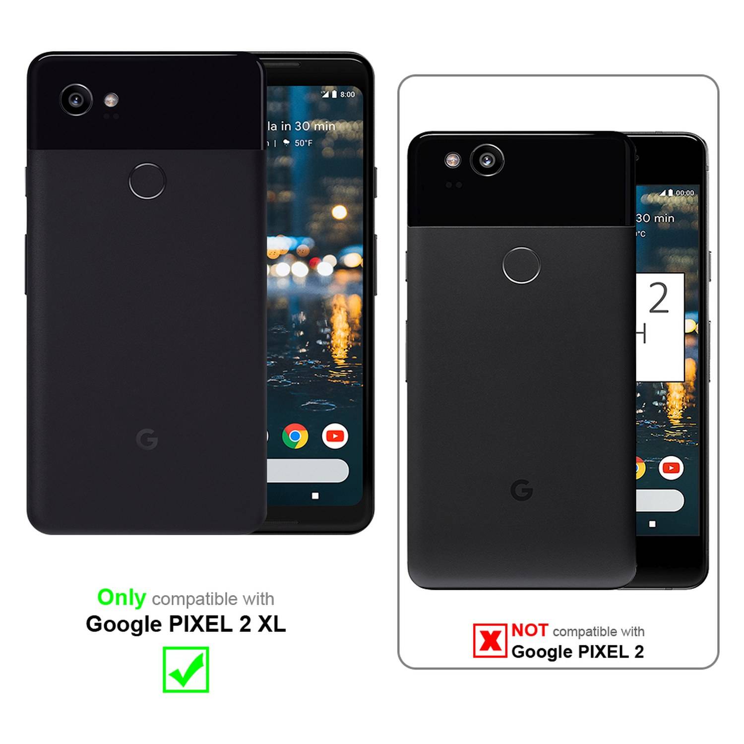 Silikon Hülle Handykette für Google PIXEL 2 XL mit goldenen Ringen in DURCHSICHTIG