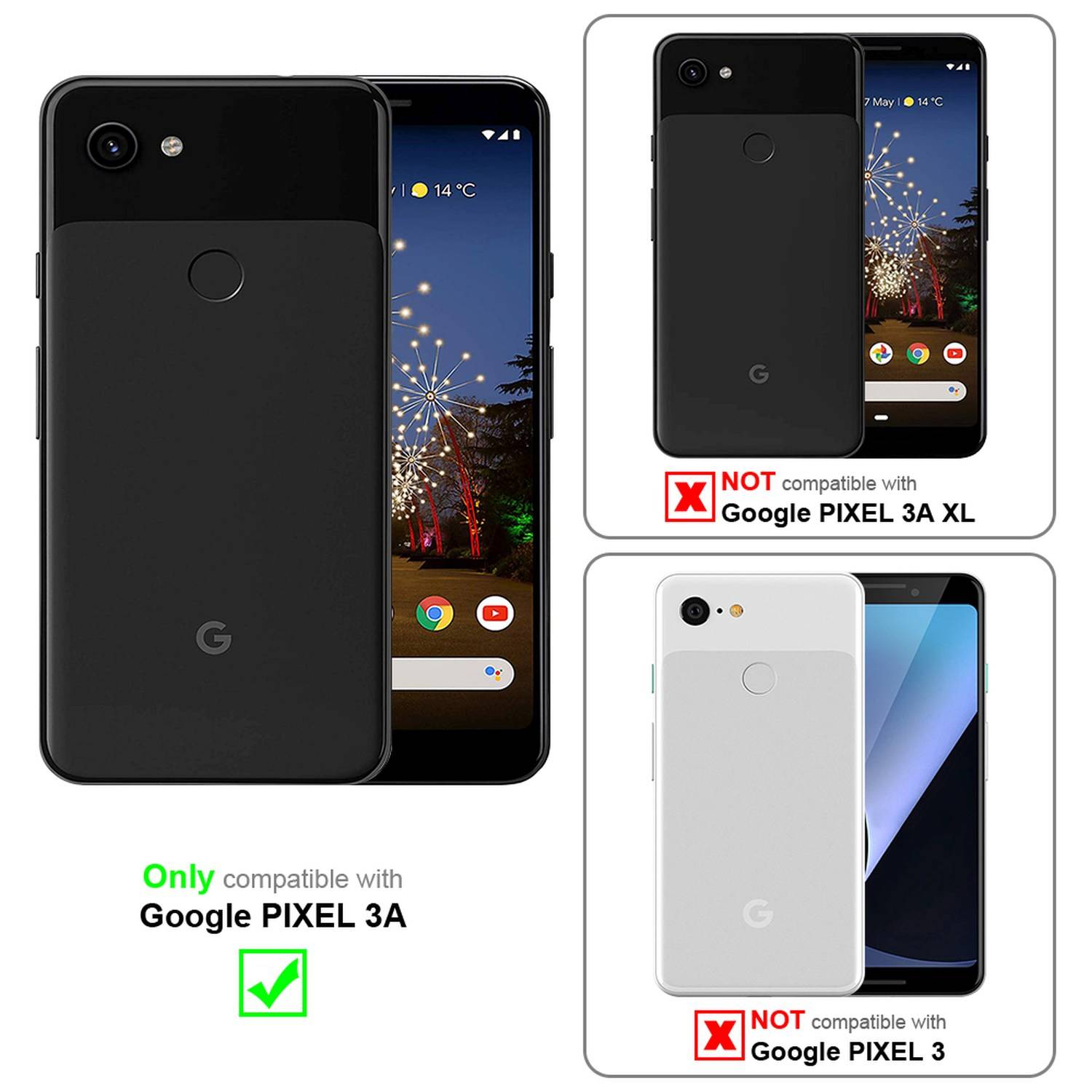Silikon Hülle Handykette für Google PIXEL 3A mit goldenen Ringen in DURCHSICHTIG