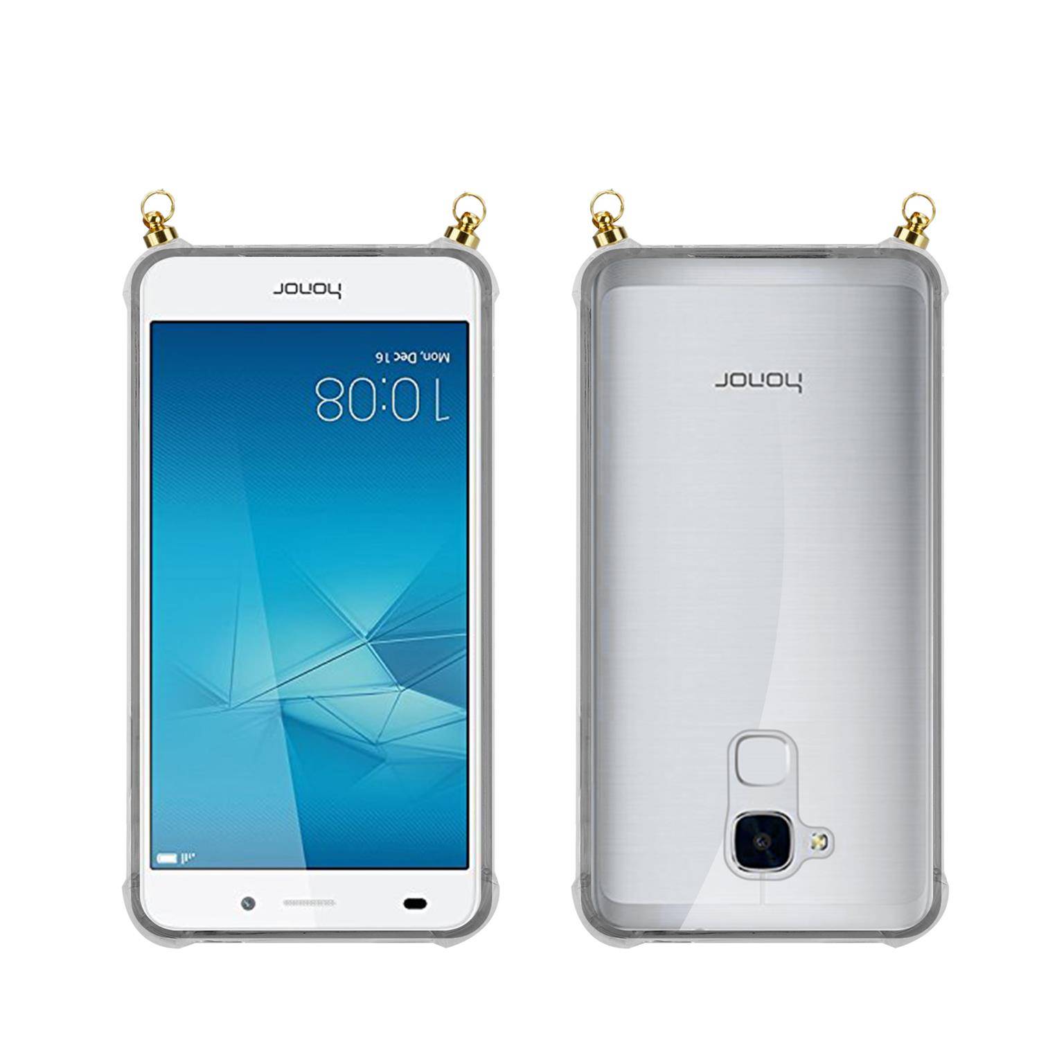 Silikon Hülle Handykette für Honor 5C mit goldenen Ringen in DURCHSICHTIG