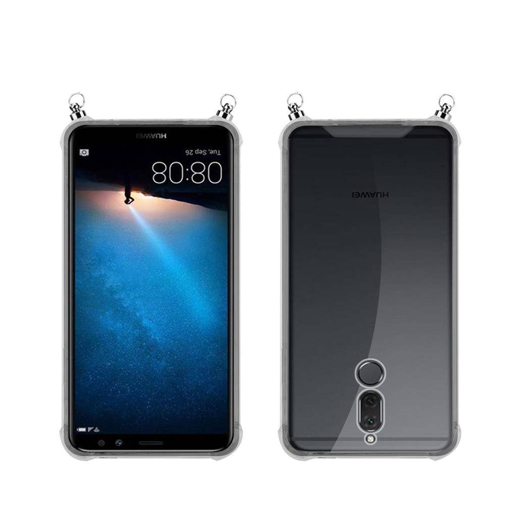 Silikon Hülle Handykette für Huawei MATE 10 / NOVA 2i mit goldenen Ringen in DURCHSICHTIG