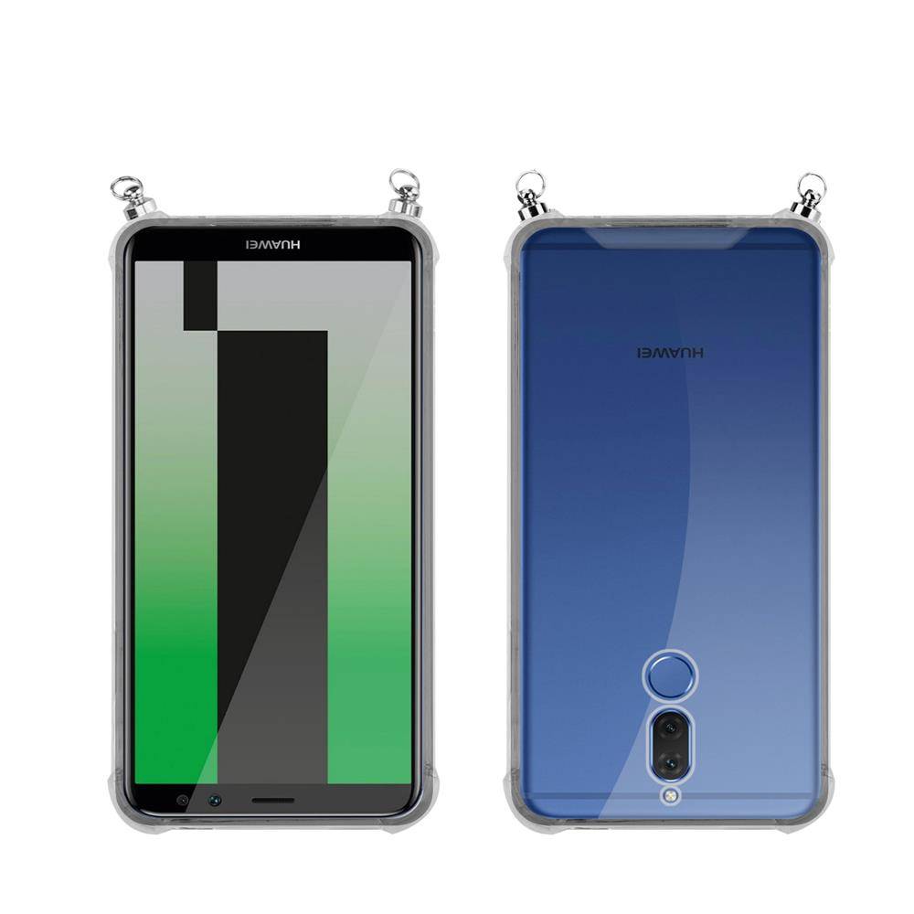 Silikon Hülle Handykette für Huawei MATE 10 LITE mit goldenen Ringen in DURCHSICHTIG