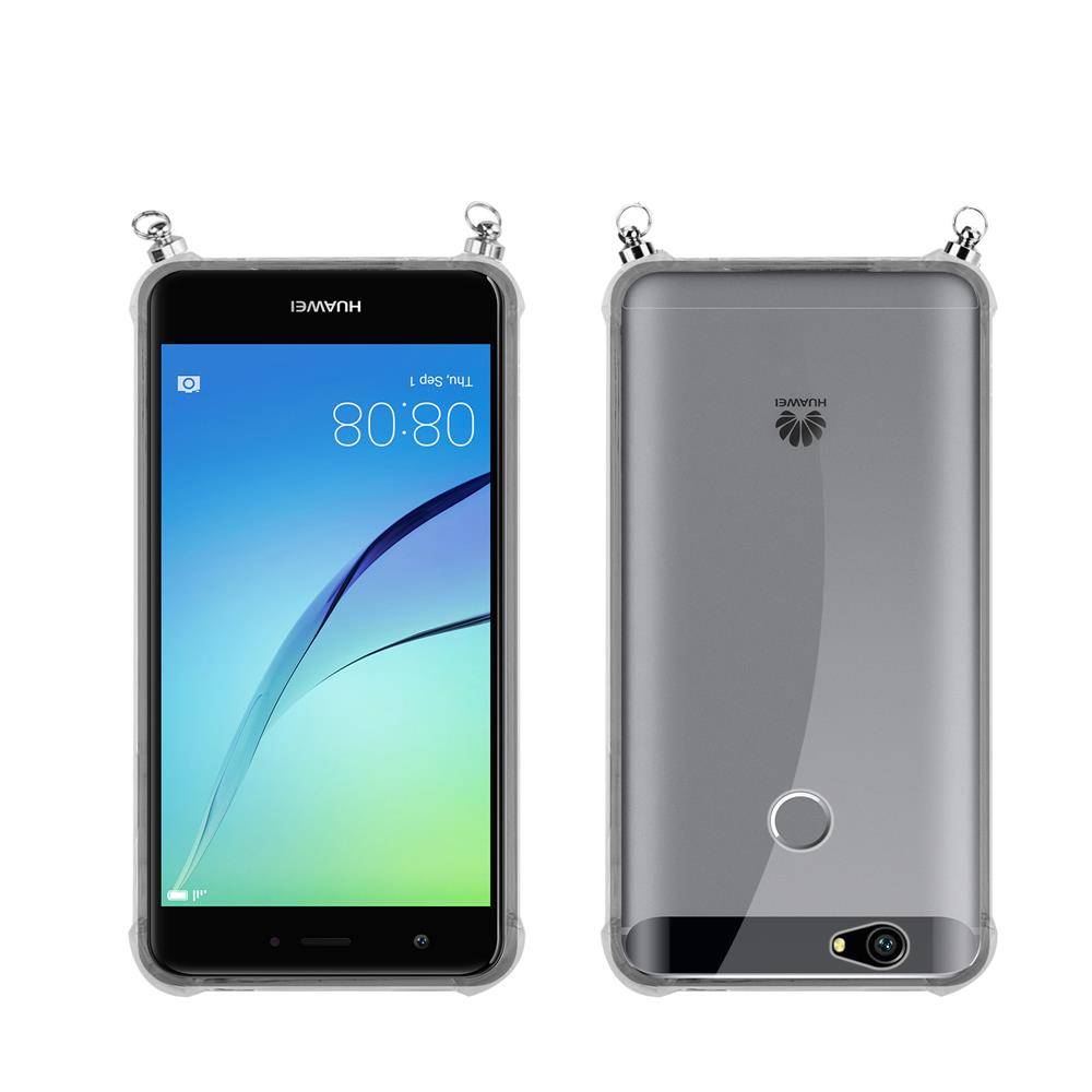 Silikon Hülle Handykette für Huawei NOVA mit goldenen Ringen in DURCHSICHTIG