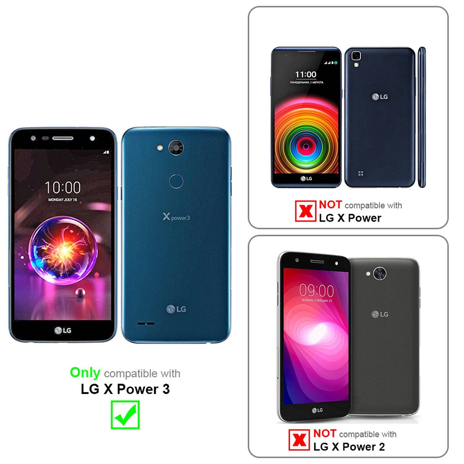 Silikon Hülle Handykette für LG X POWER 3 mit goldenen Ringen in DURCHSICHTIG