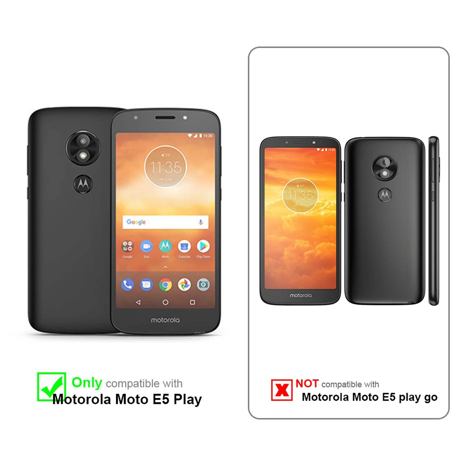 Silikon Hülle Handykette für Motorola MOTO E5 PLAY mit goldenen Ringen in DURCHSICHTIG