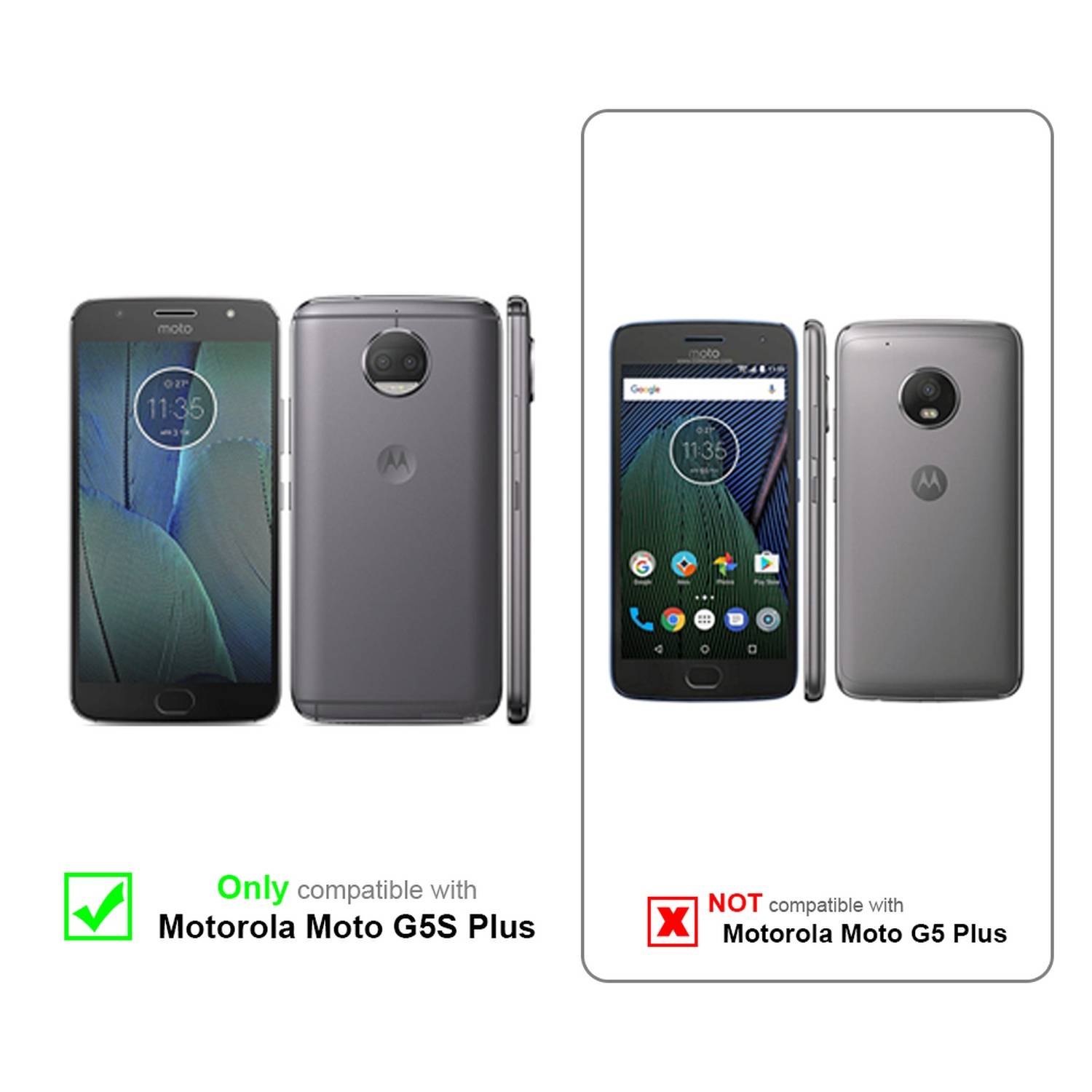 Silikon Hülle Handykette für Motorola MOTO G5S PLUS mit goldenen Ringen in DURCHSICHTIG