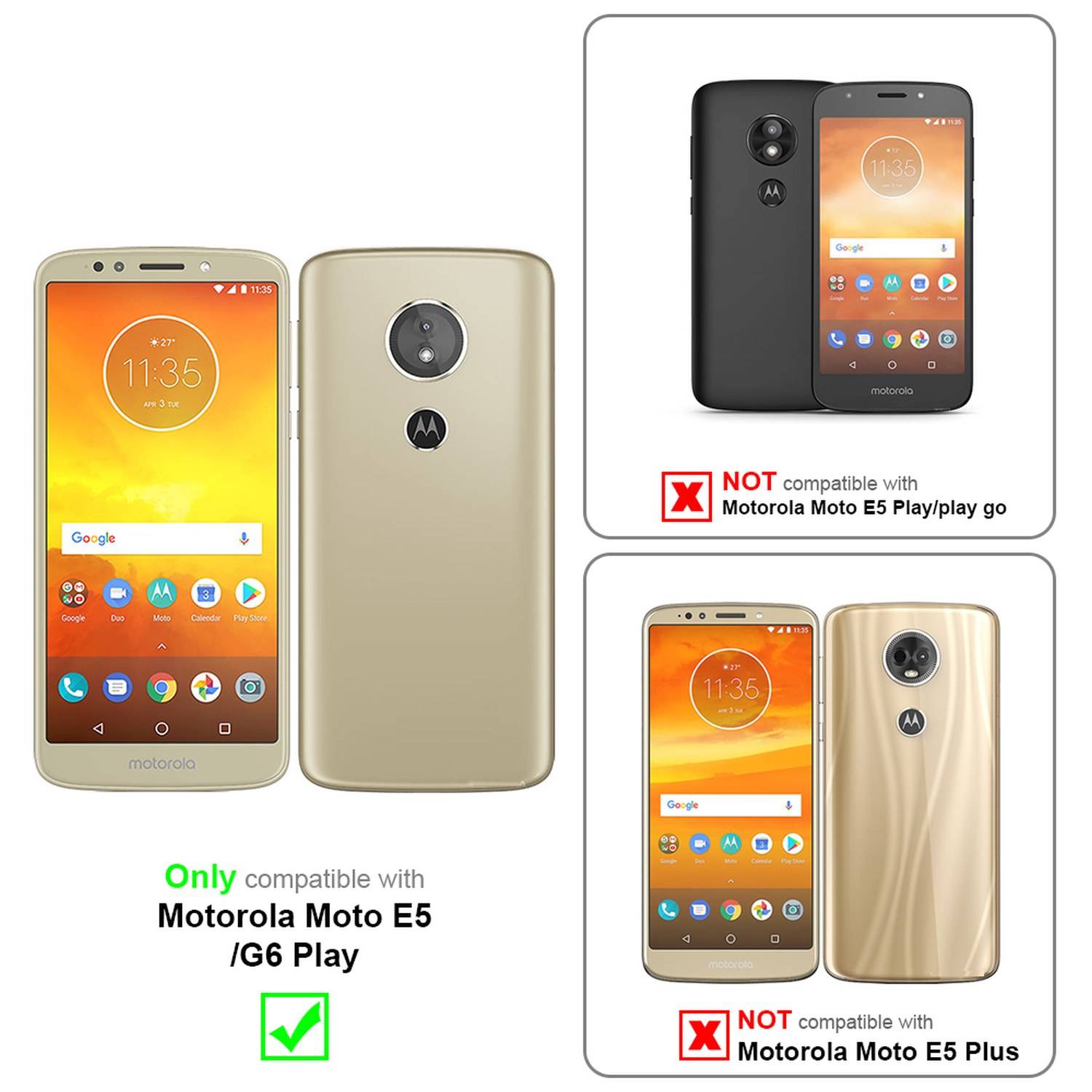 Silikon Hülle Handykette für Motorola MOTO E5 / G6 PLAY mit goldenen Ringen in DURCHSICHTIG