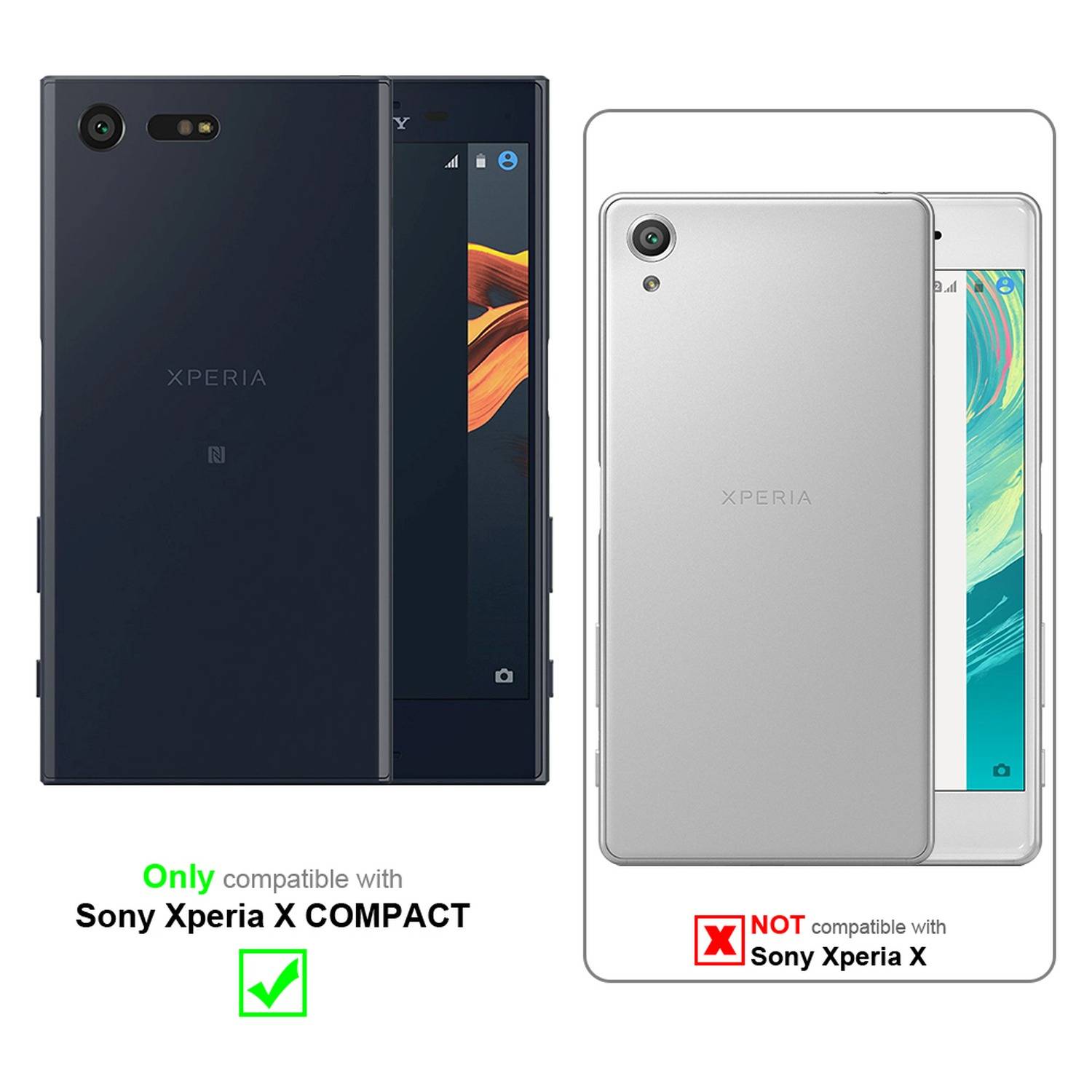 Silikon Hülle Handykette für Sony Xperia X COMPACT mit goldenen Ringen in DURCHSICHTIG