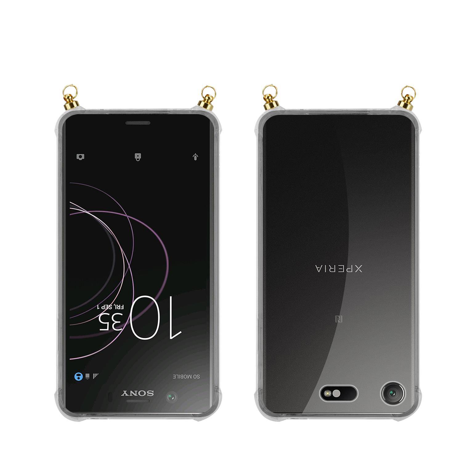 Silikon Hülle Handykette für Sony Xperia XZ1 COMPACT mit goldenen Ringen in DURCHSICHTIG