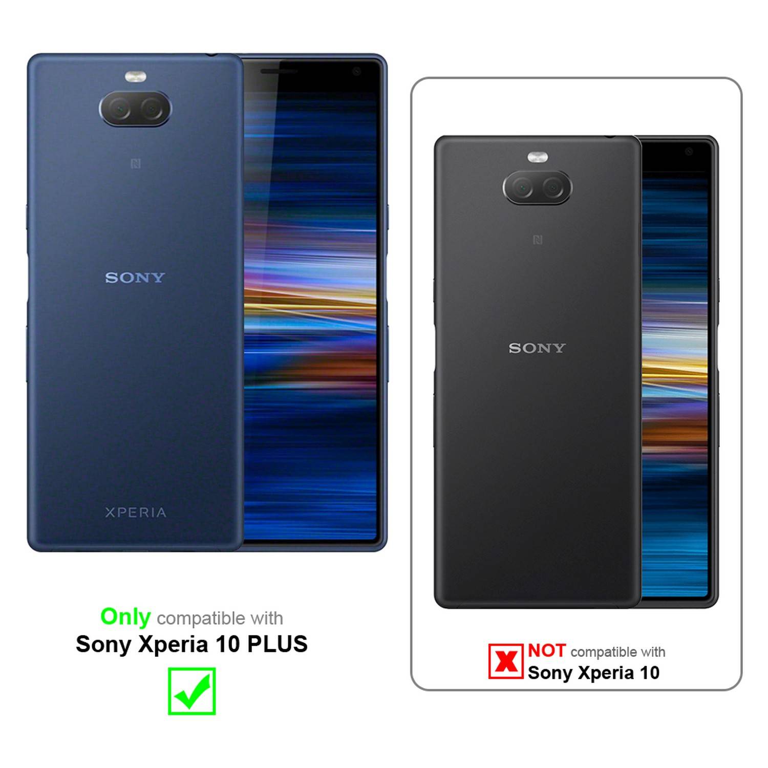 Silikon Hülle Handykette für Sony Xperia 10 PLUS mit goldenen Ringen in DURCHSICHTIG