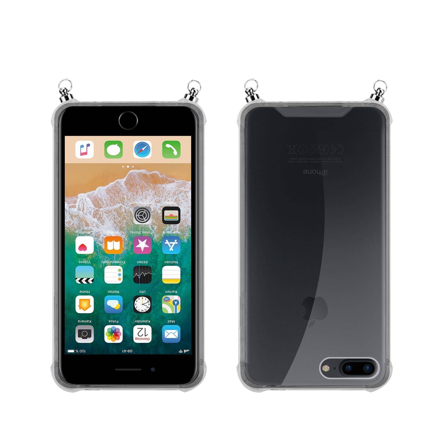 Silikon Hülle Handykette für Apple iPhone 7 PLUS / 7S PLUS / 8 PLUS mit Graunen Ringen in DURCHSICHTIG