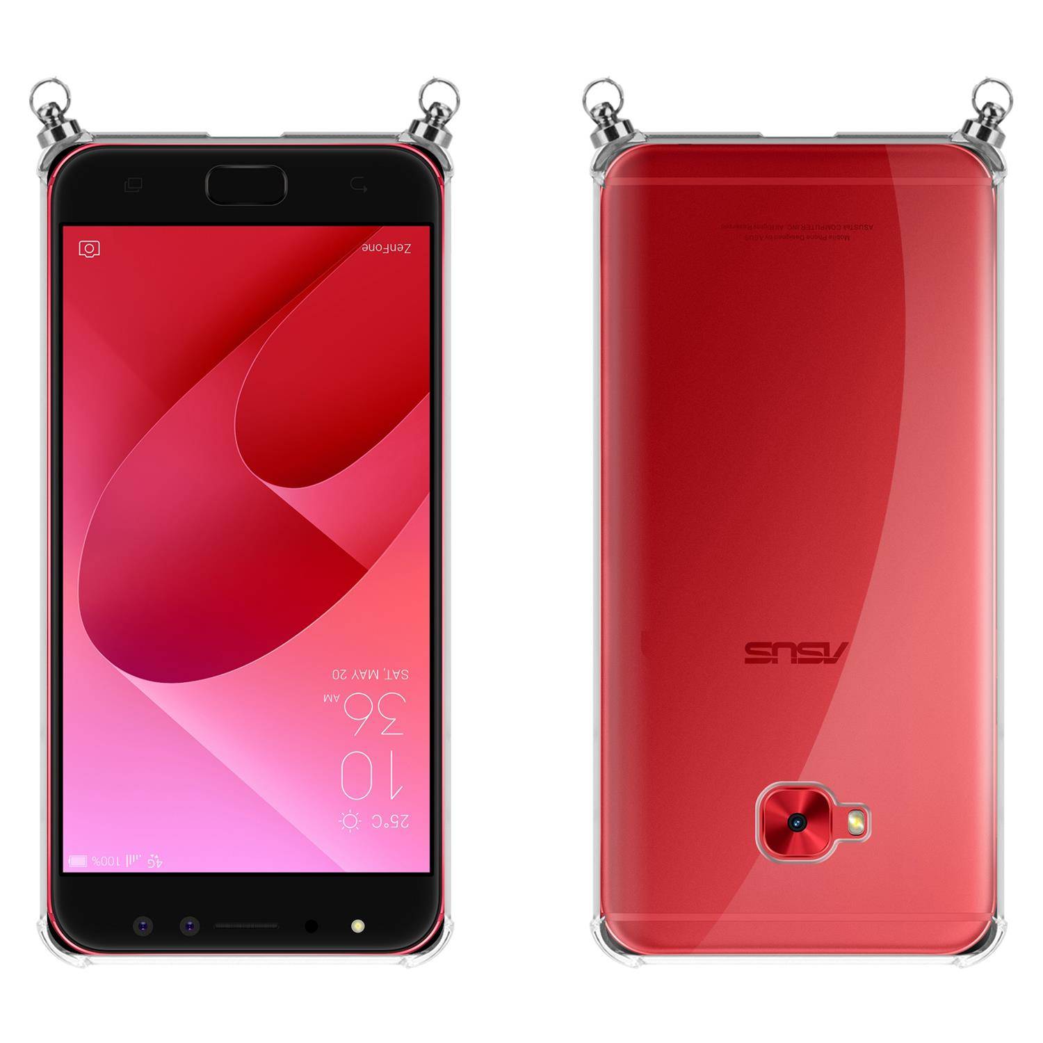 Silikon Hülle Handykette für Asus ZenFone 4 Selfie PRO mit Graunen Ringen in DURCHSICHTIG