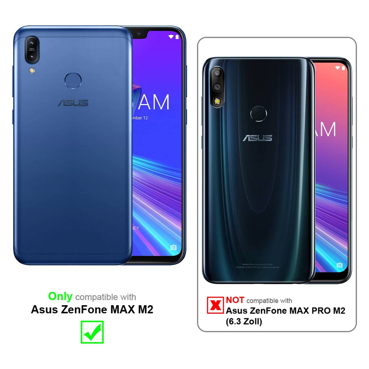 Silikon Hülle Handykette für Asus ZenFone MAX M2 mit Graunen Ringen in DURCHSICHTIG