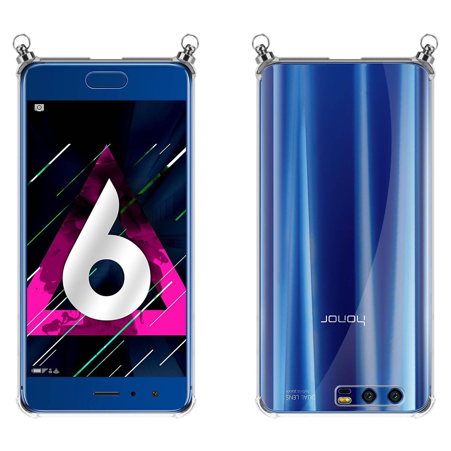 Silikon Hülle Handykette für Honor 9 mit Graunen Ringen in DURCHSICHTIG