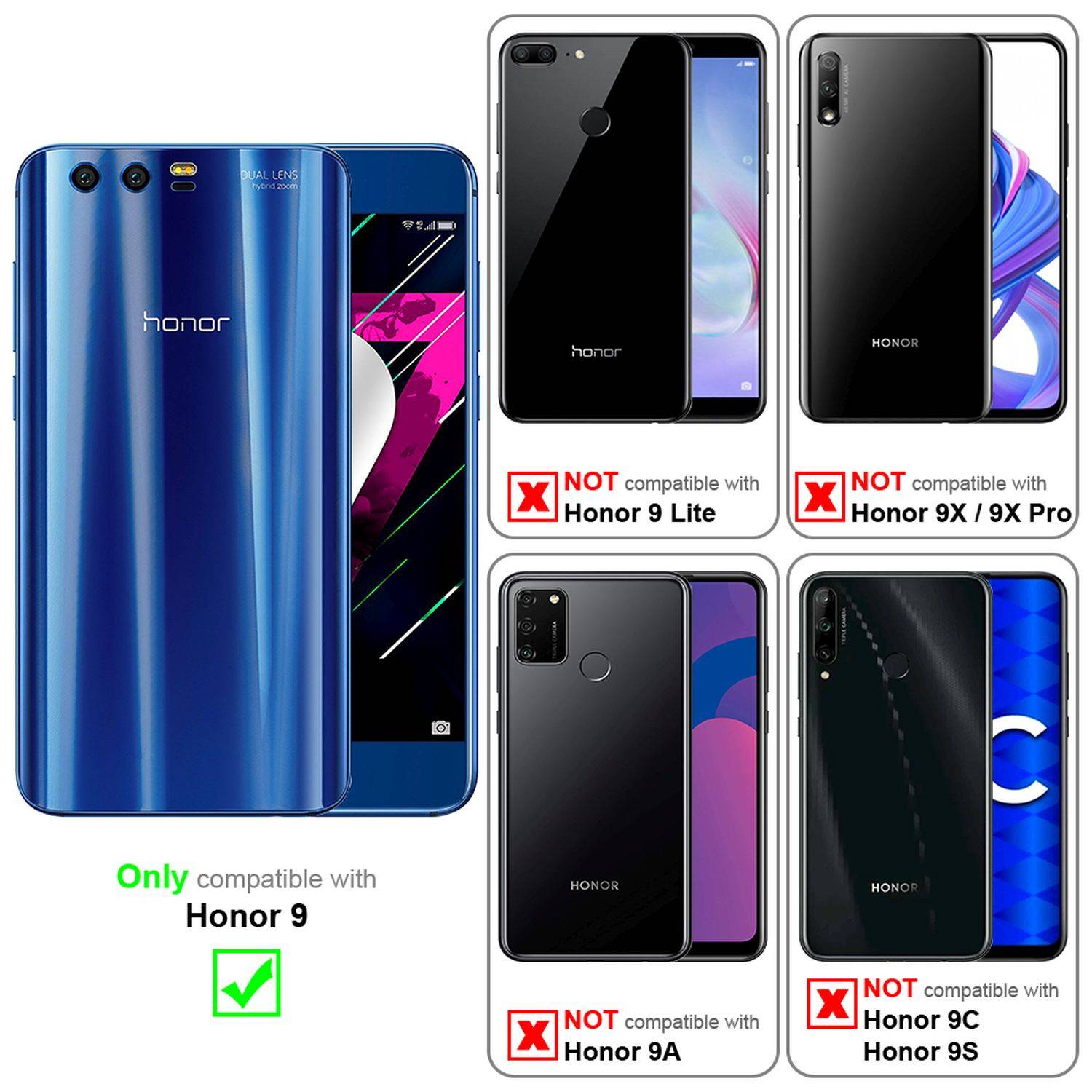 Silikon Hülle Handykette für Honor 9 mit Graunen Ringen in DURCHSICHTIG