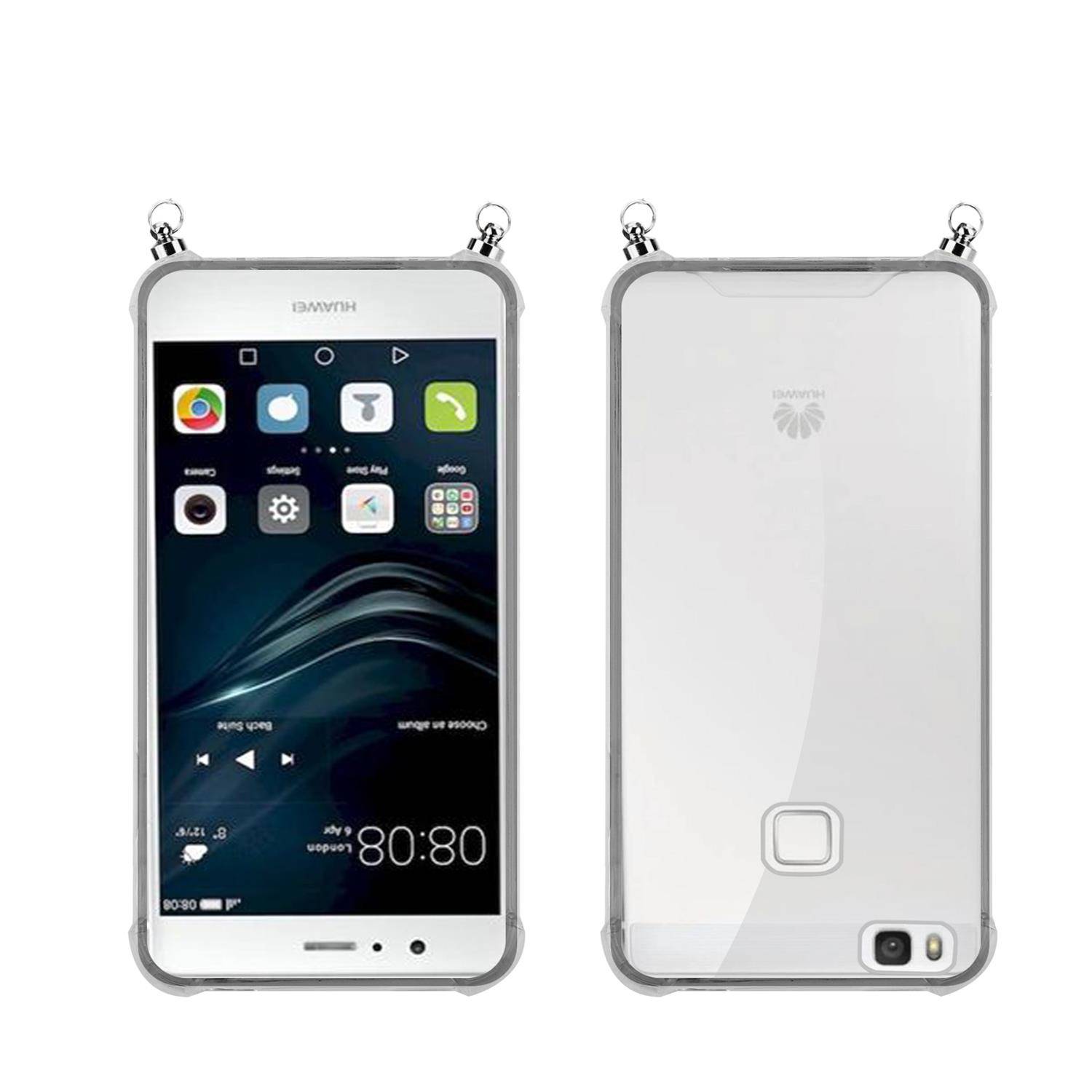 Silikon Hülle Handykette für Huawei P9 LITE 2016 / G9 LITE mit Graunen Ringen in DURCHSICHTIG