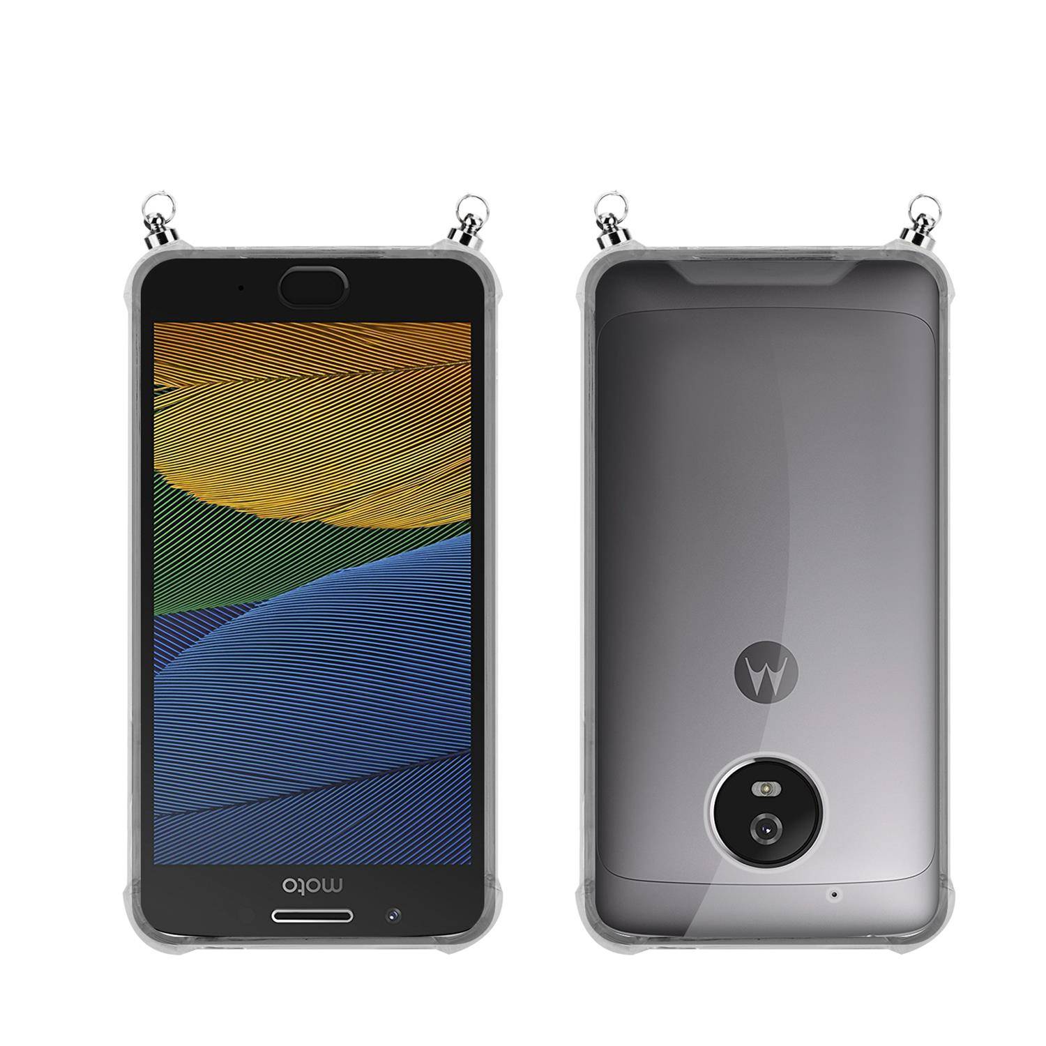 Silikon Hülle Handykette für Motorola MOTO G5 mit Graunen Ringen in DURCHSICHTIG
