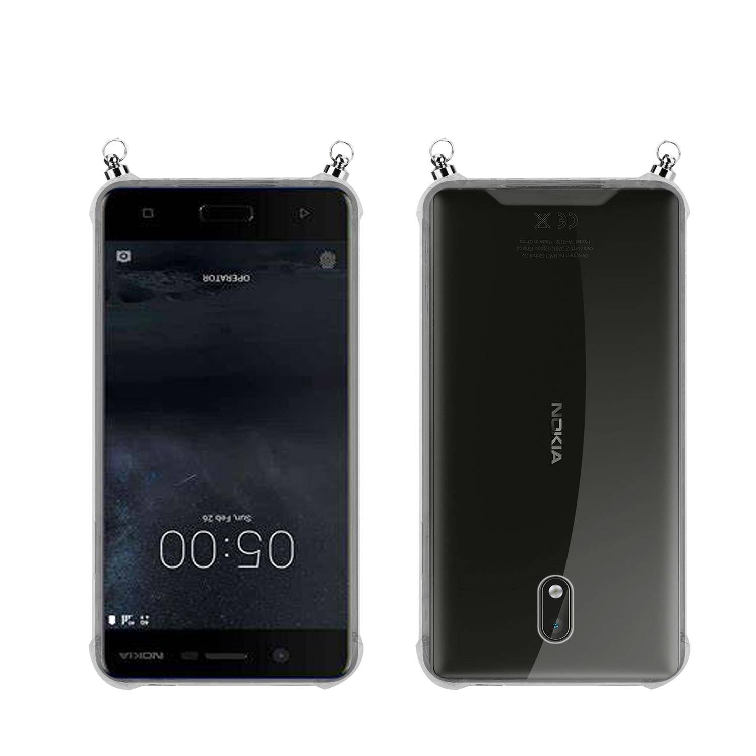 Silikon Hülle Handykette für Nokia 3 2017 mit Graunen Ringen in DURCHSICHTIG