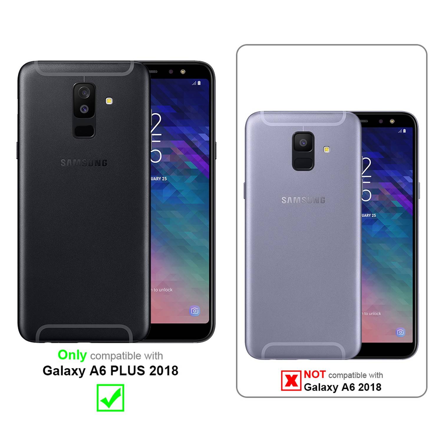 Silikon Hülle Handykette für Samsung Galaxy A6 PLUS 2018 mit Graunen Ringen in DURCHSICHTIG