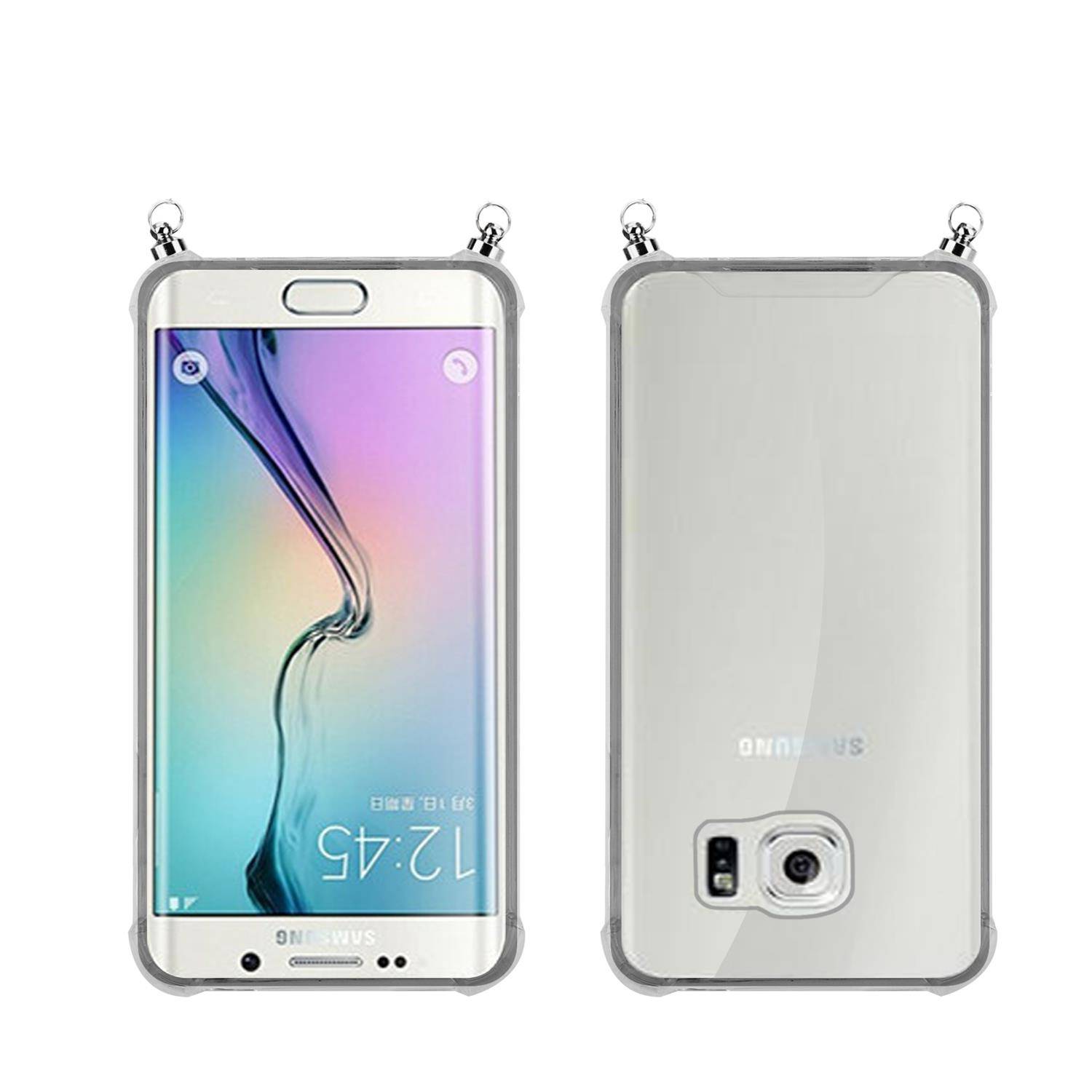 Silikon Hülle Handykette für Samsung Galaxy S6 mit Graunen Ringen in DURCHSICHTIG