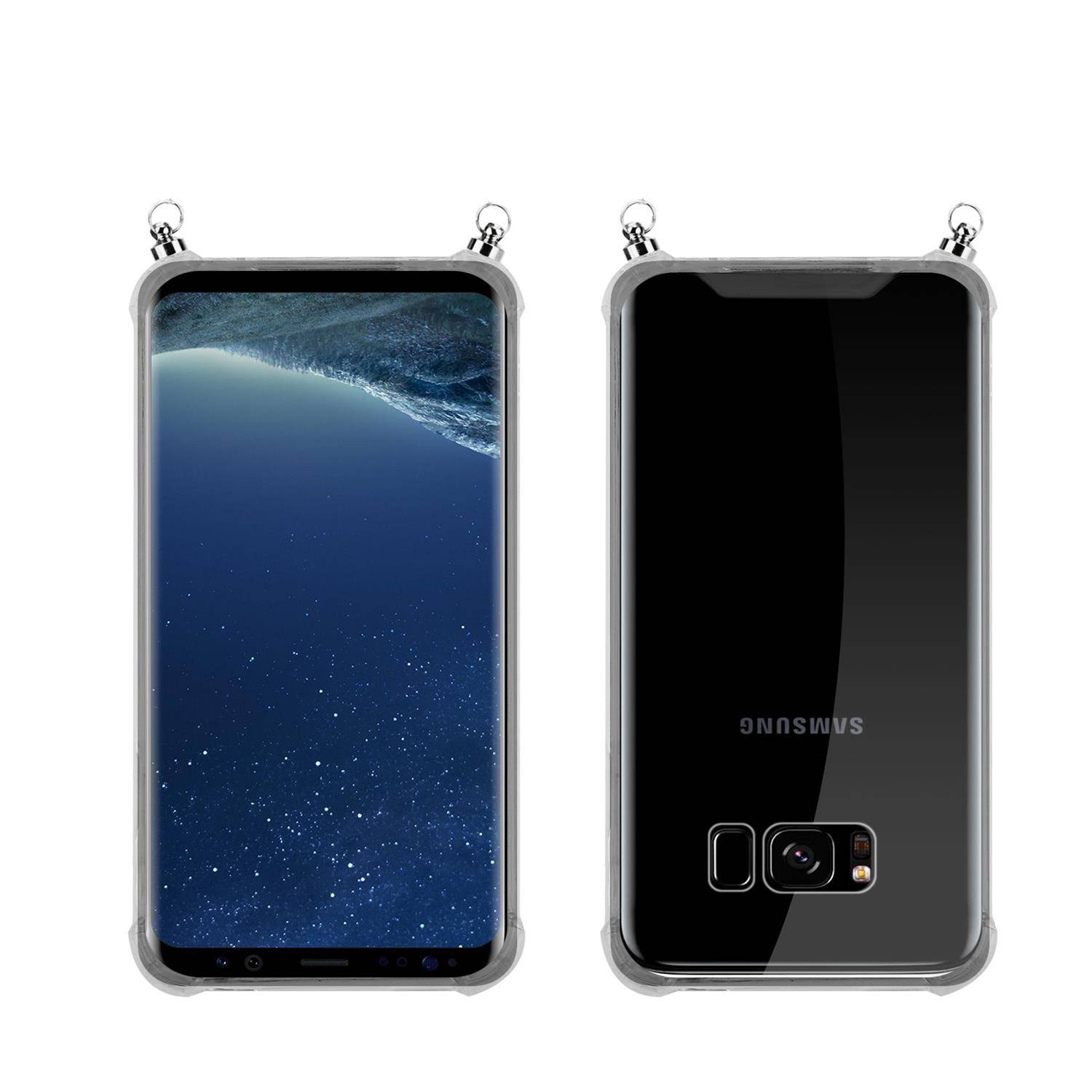 Silikon Hülle Handykette für Samsung Galaxy S8 PLUS mit Graunen Ringen in DURCHSICHTIG