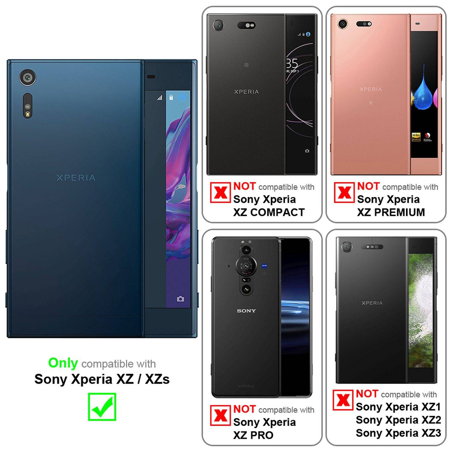 Silikon Hülle Handykette für Sony Xperia XZ / XZs mit Graunen Ringen in DURCHSICHTIG