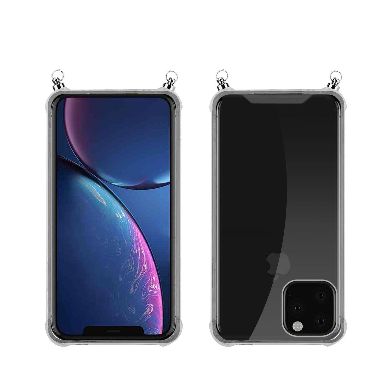 Silikon Hülle Handykette für Apple iPhone 11 PRO mit Graunen Ringen in DURCHSICHTIG