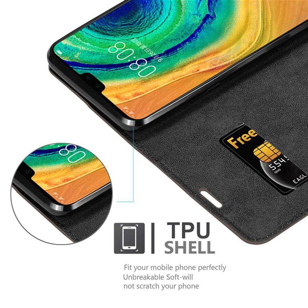Cadorabo Hülle für Huawei MATE 30 Schutz Hülle in Braun Handyhülle Etui Case Cover Magnetverschluss