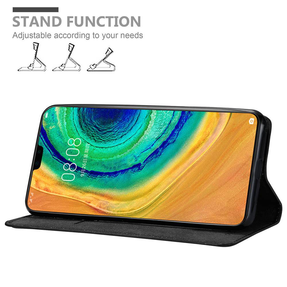 Cadorabo Hülle für Huawei MATE 30 Schutz Hülle in Schwarz Handyhülle Etui Case Cover Magnetverschluss