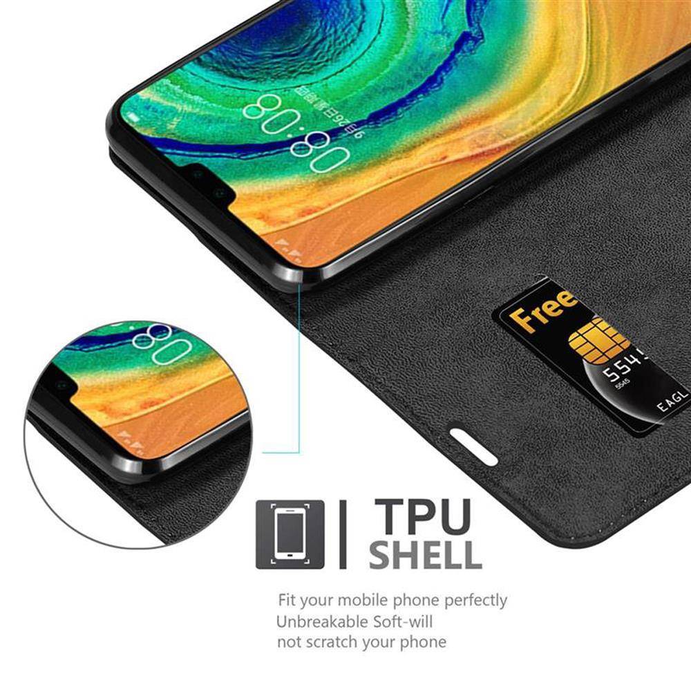 Cadorabo Hülle für Huawei MATE 30 Schutz Hülle in Schwarz Handyhülle Etui Case Cover Magnetverschluss