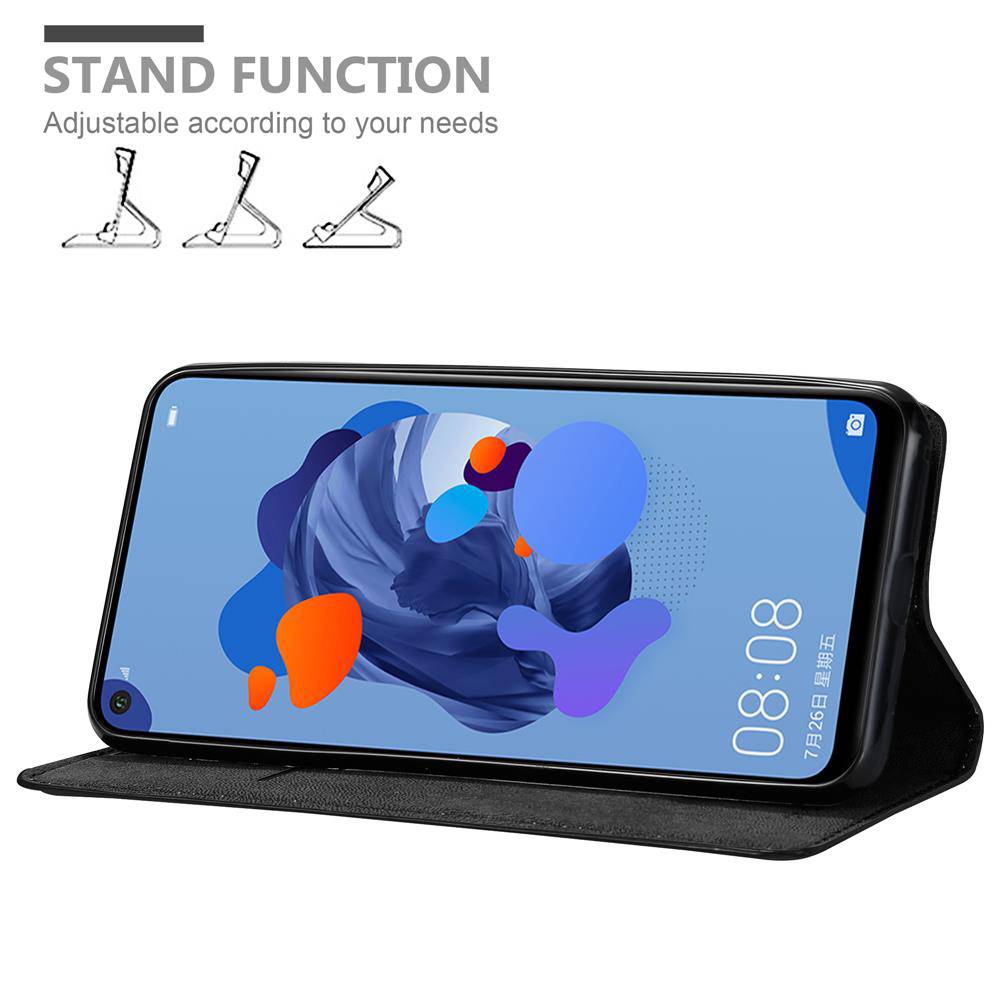 Cadorabo Hülle für Huawei MATE 30 LITE Schutz Hülle in Schwarz Handyhülle Etui Case Cover Magnetverschluss