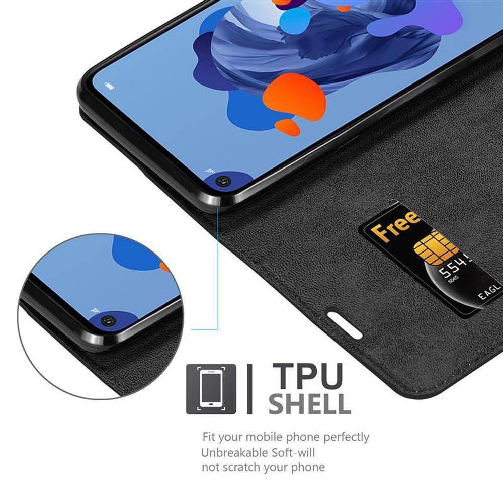 Cadorabo Hülle für Huawei MATE 30 LITE Schutz Hülle in Schwarz Handyhülle Etui Case Cover Magnetverschluss