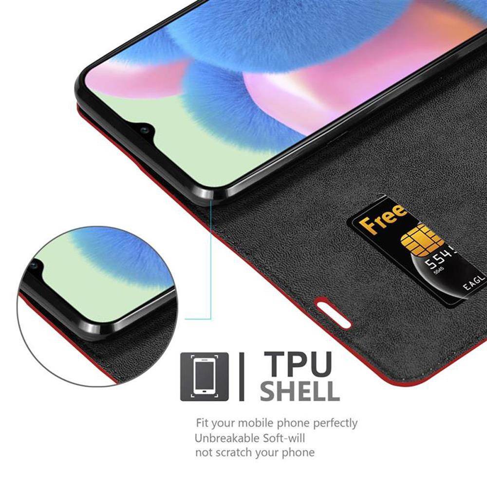 Cadorabo Hülle für Samsung Galaxy A50 4G / A50s / A30s Schutz Hülle in Rot Handyhülle Etui Case Cover Magnetverschluss