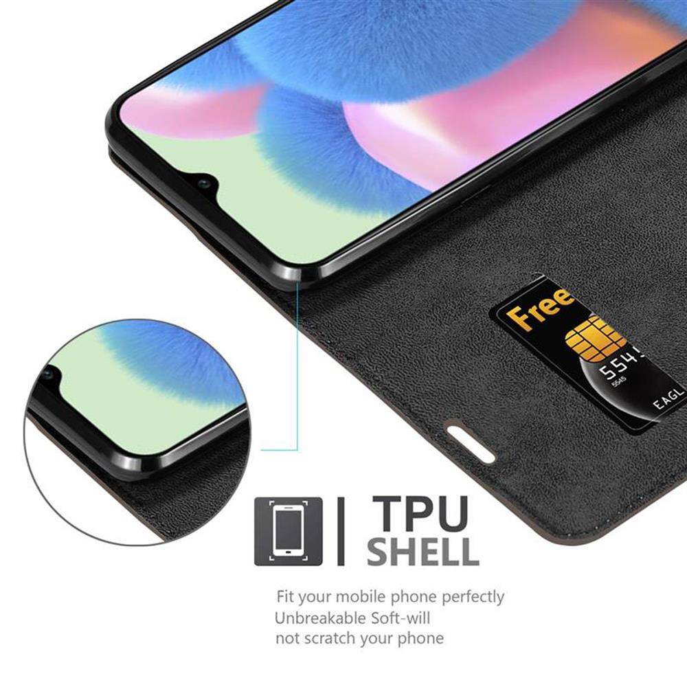 Cadorabo Hülle für Samsung Galaxy A50 4G / A50s / A30s Schutz Hülle in Braun Handyhülle Etui Case Cover Magnetverschluss